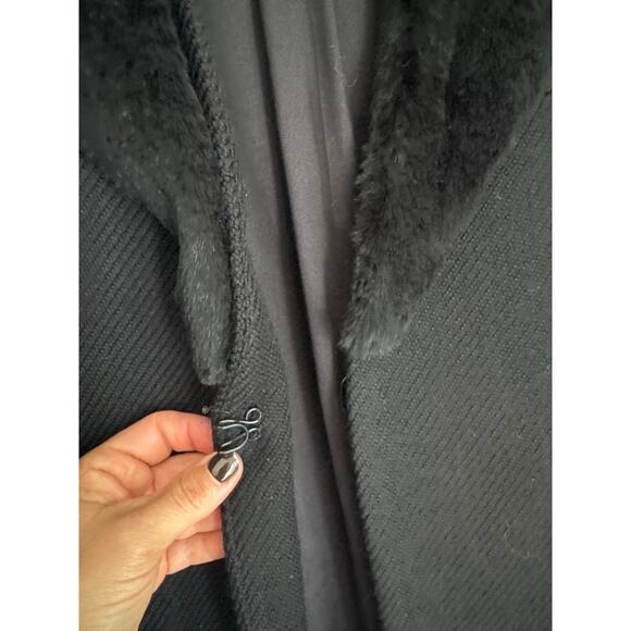 Reformation Raven Overcoat with Faux Fur Collar - Black, Size M - Picture 5 of 8